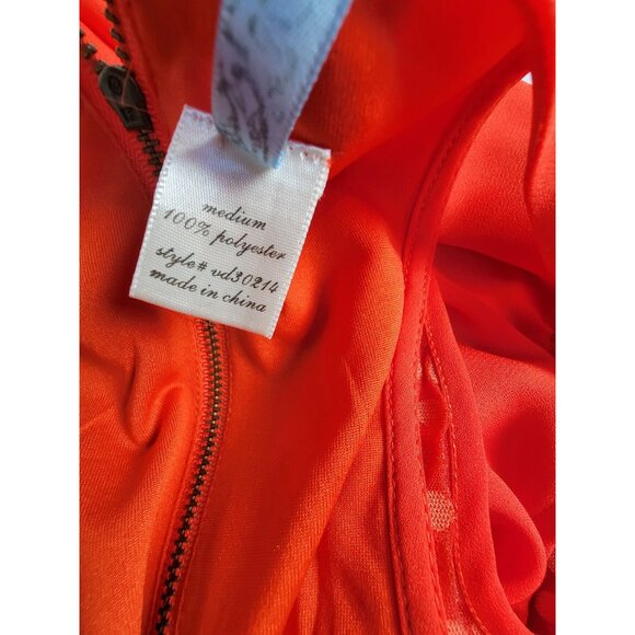 Moonlight Womens Sleeveless Orange A-Line Dress Medium V-Neck Sheer Side Panels - Picture 4 of 9